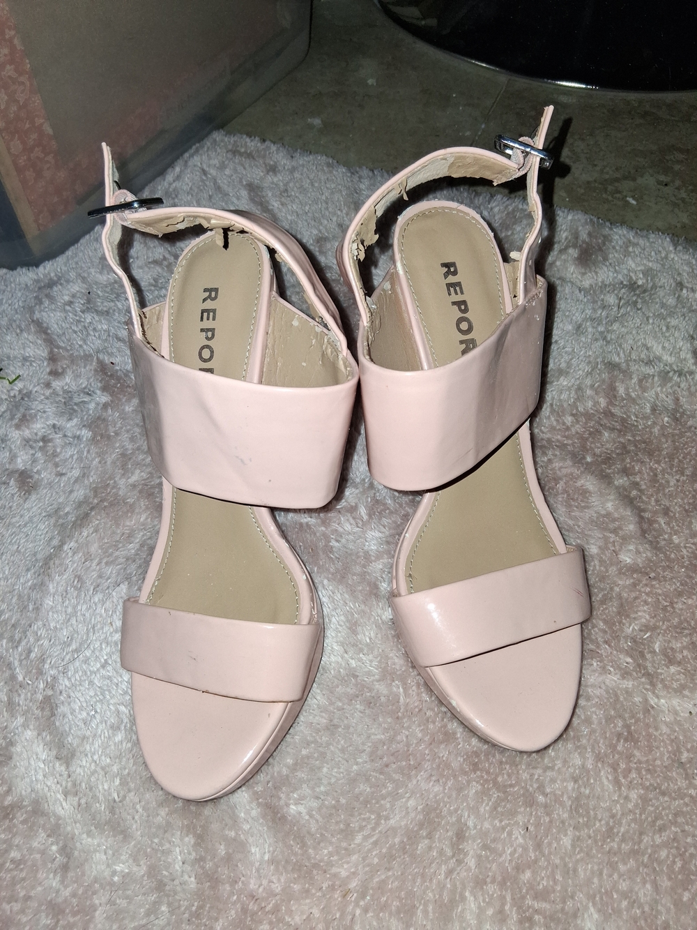 Report Signature Pink Block Heel Sandals